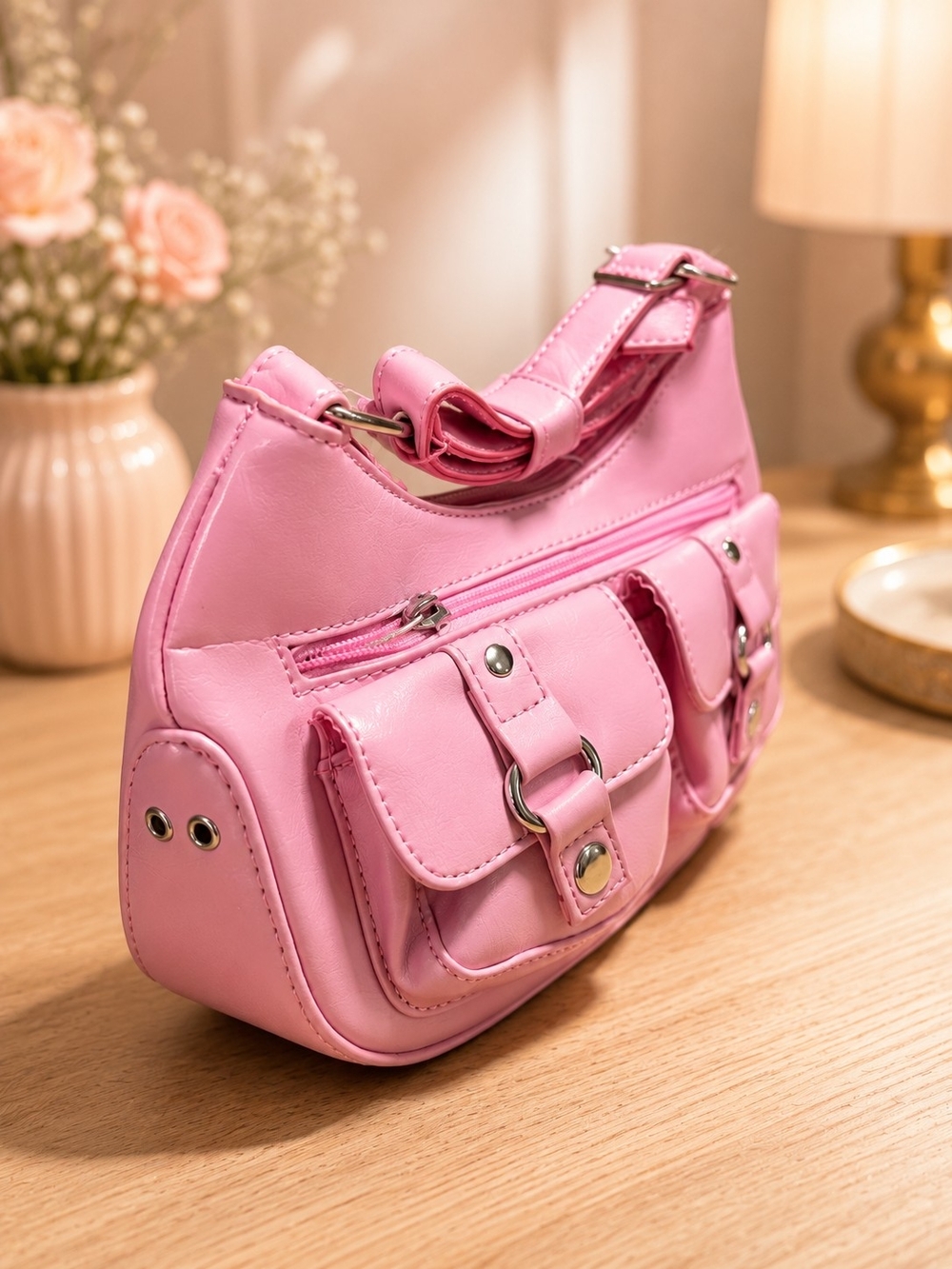 Pink Women’s Shoulder Bag - Stylish Everyday Carry - Picture 3 of 4